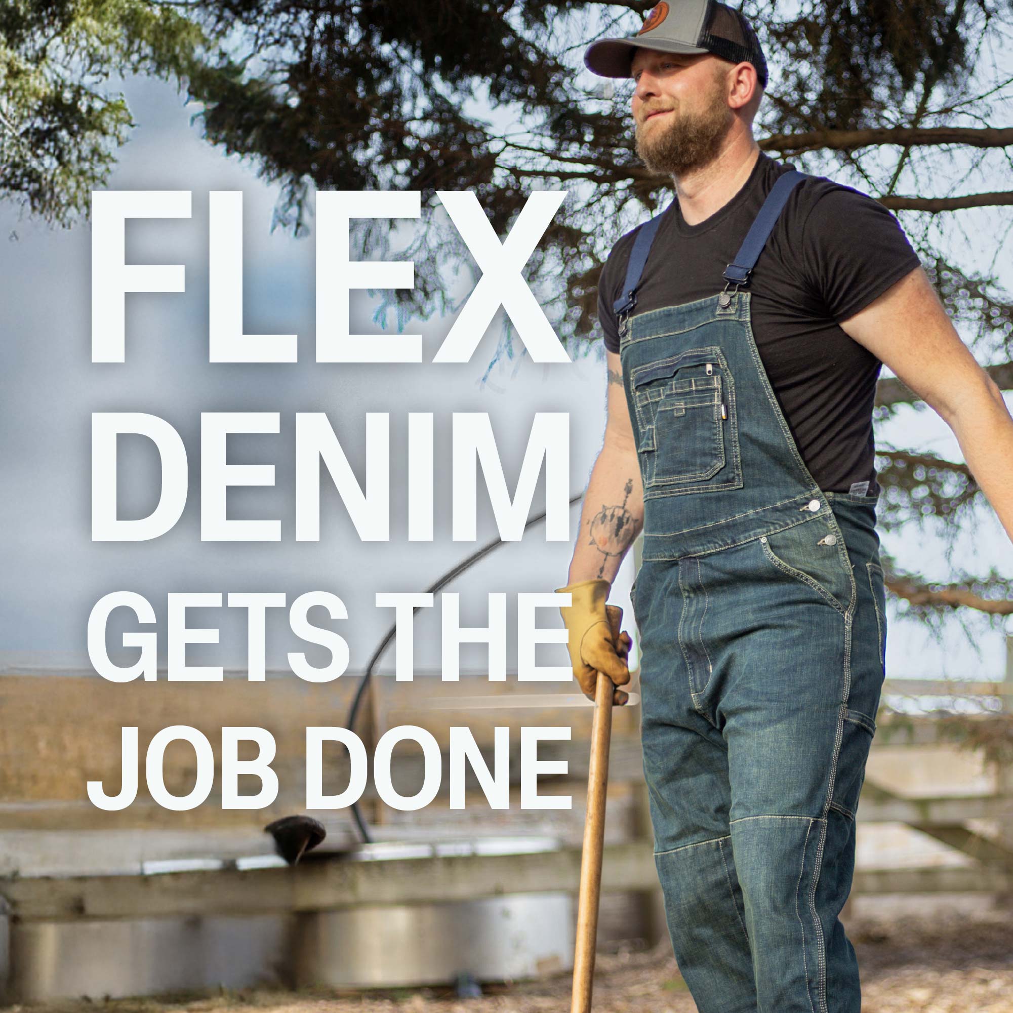 Highland Unlined Washed Flex Denim Bib Overall - Image 4