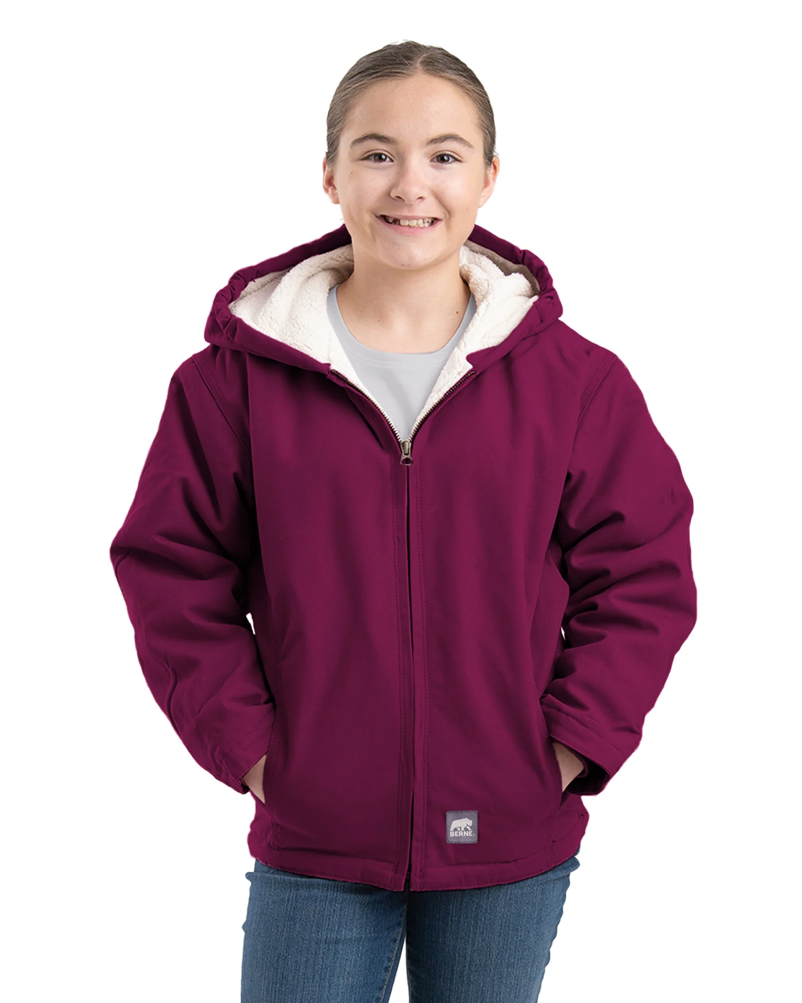 Girls' Sherpa-Lined Softstone Duck Hooded Jacket - Image 6