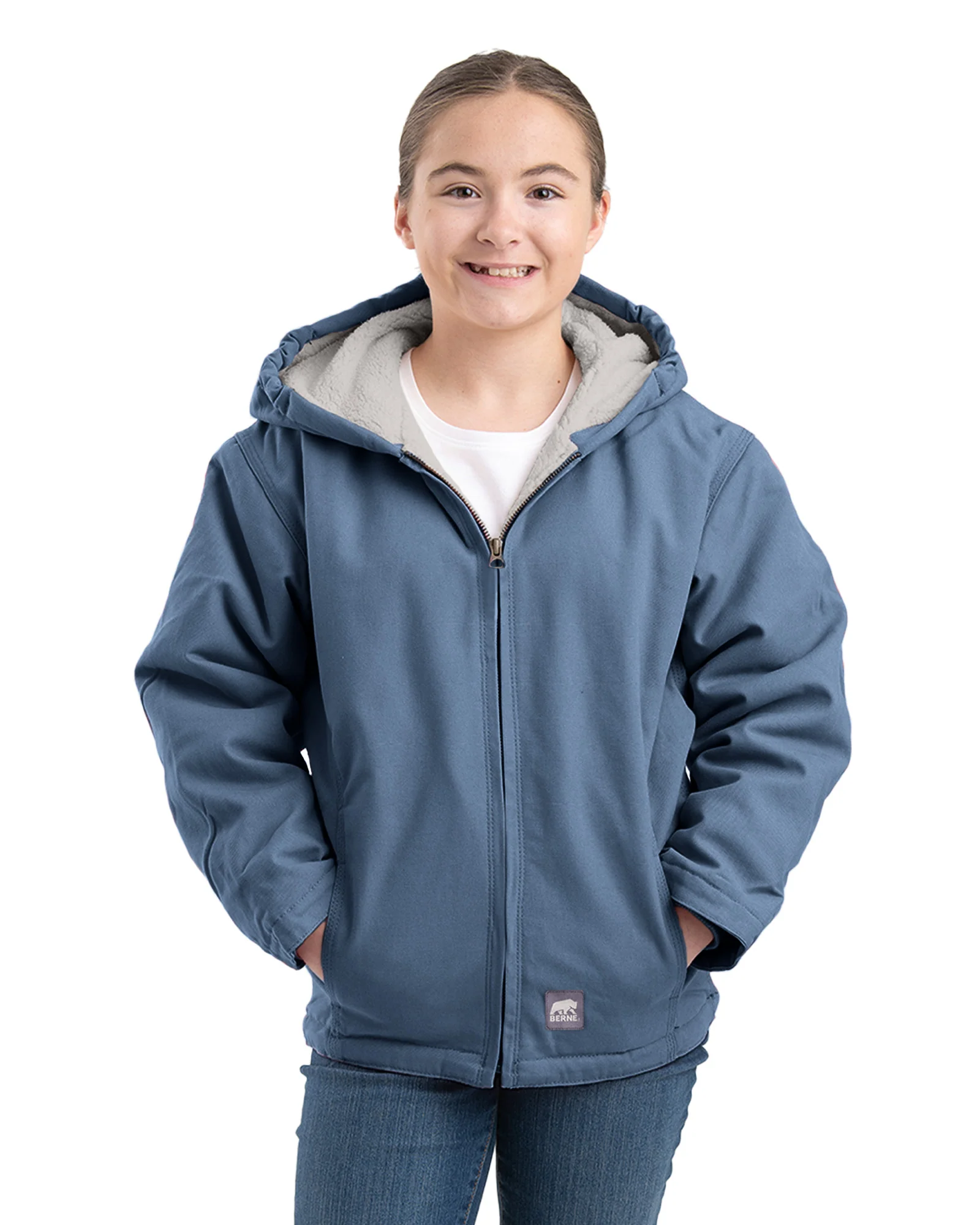 Girls' Sherpa-Lined Softstone Duck Hooded Jacket - Image 8