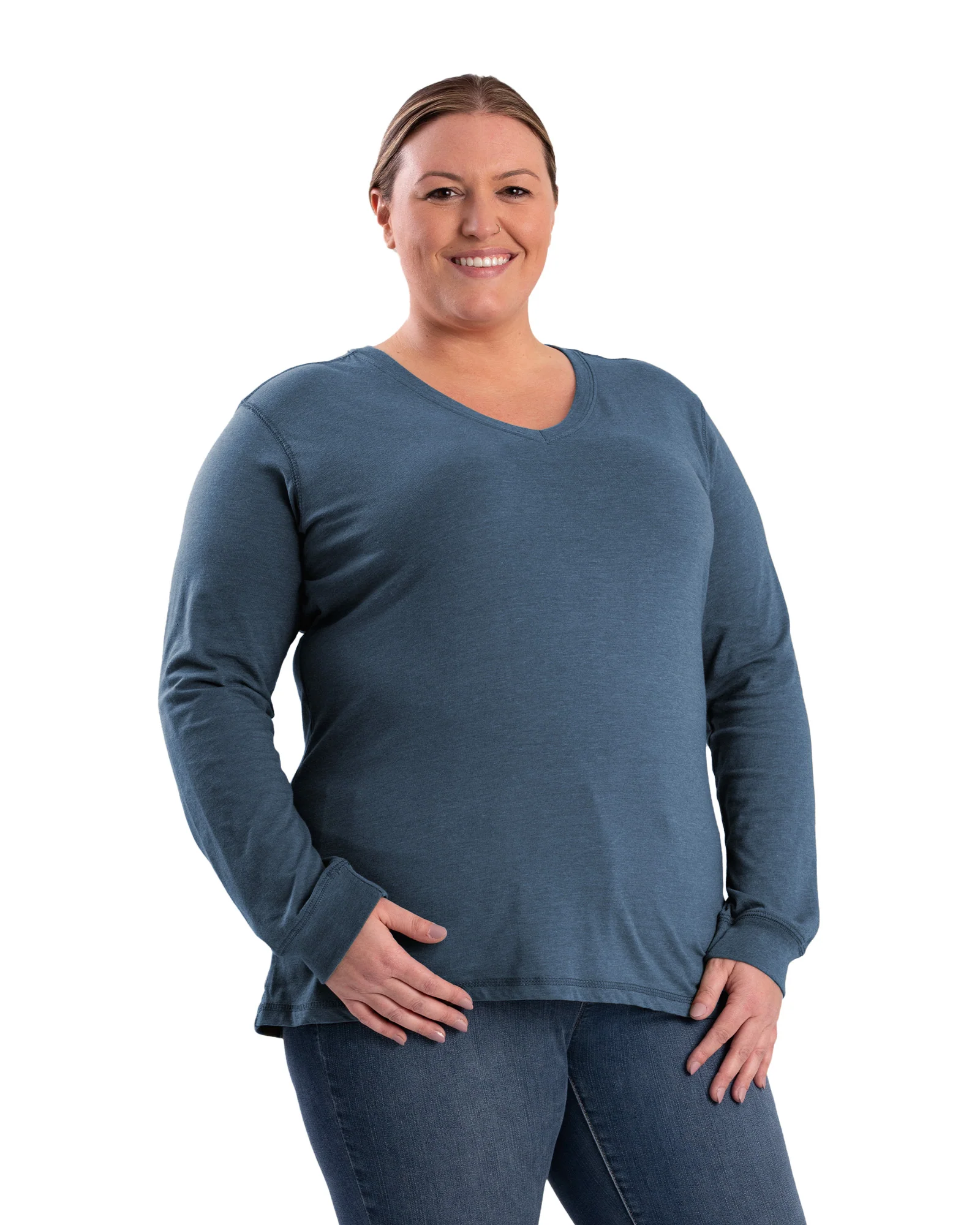 Women's Performance V-Neck Long Sleeve T-Shirt - Image 15