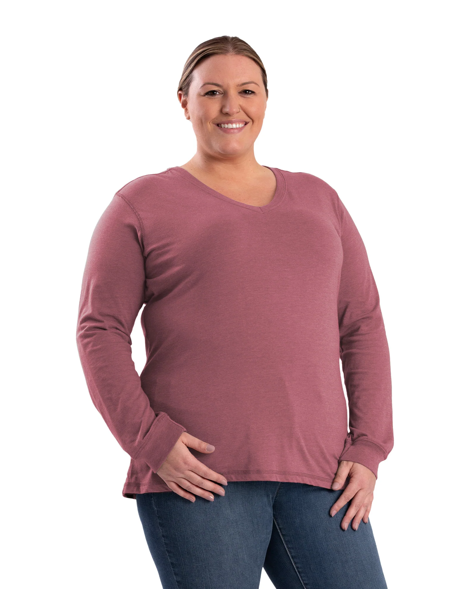 Women's Performance V-Neck Long Sleeve T-Shirt - Image 3