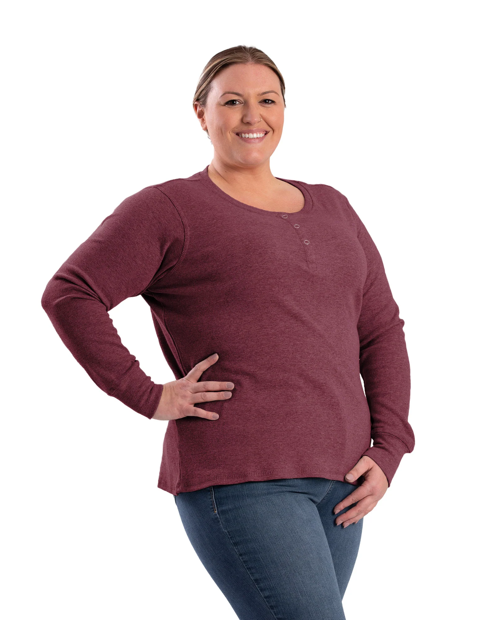 Women's Heavyweight Rib-Knit Long Sleeve Henley - Image 12