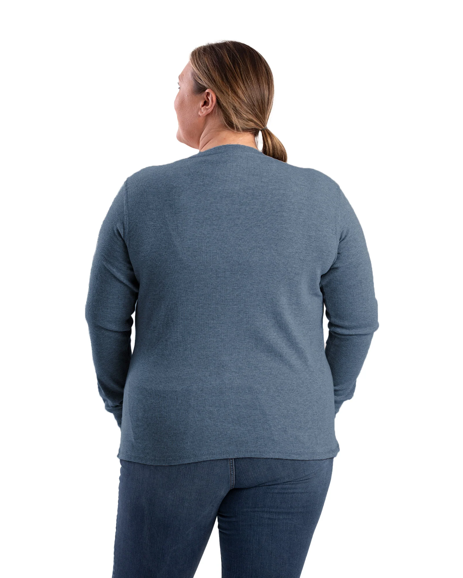 Women's Heavyweight Rib-Knit Long Sleeve Henley - Image 4