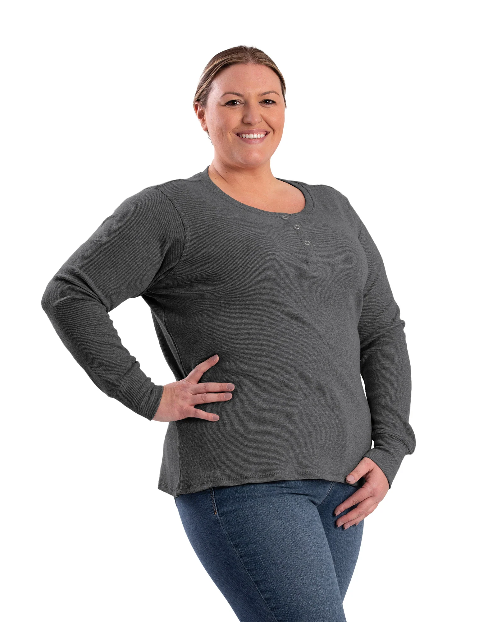 Women's Heavyweight Rib-Knit Long Sleeve Henley - Image 8