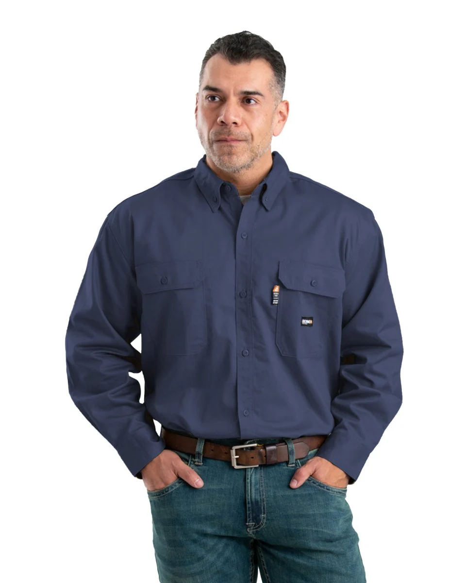 Flame Resistant Button Down Long Sleeve Work Shirt - Image 4