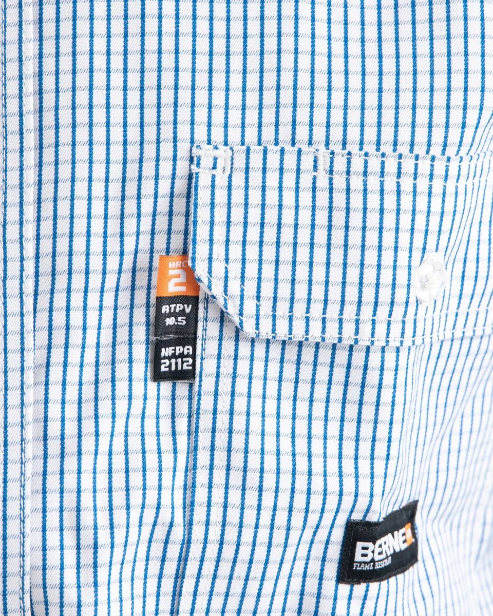 Flame Resistant Button Down Plaid Long Sleeve Work Shirt - Image 3