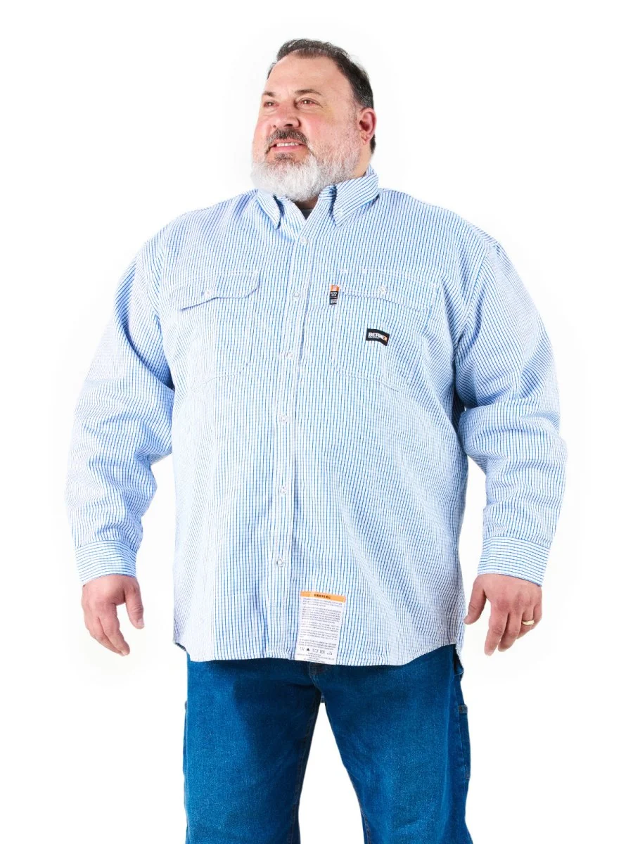 Flame Resistant Button Down Plaid Long Sleeve Work Shirt - Image 8