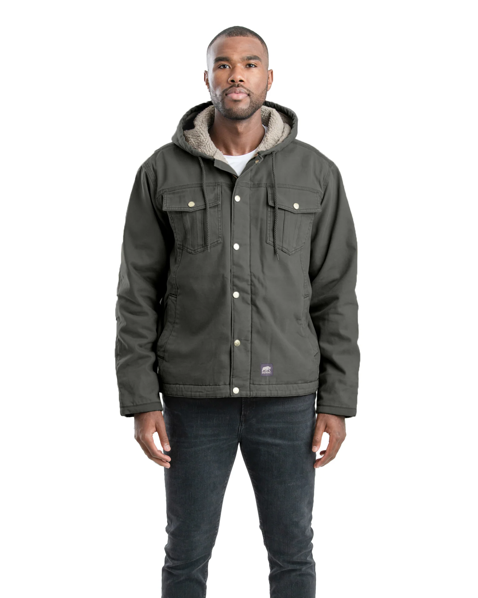 Washed Sherpa-Lined Hooded Jacket