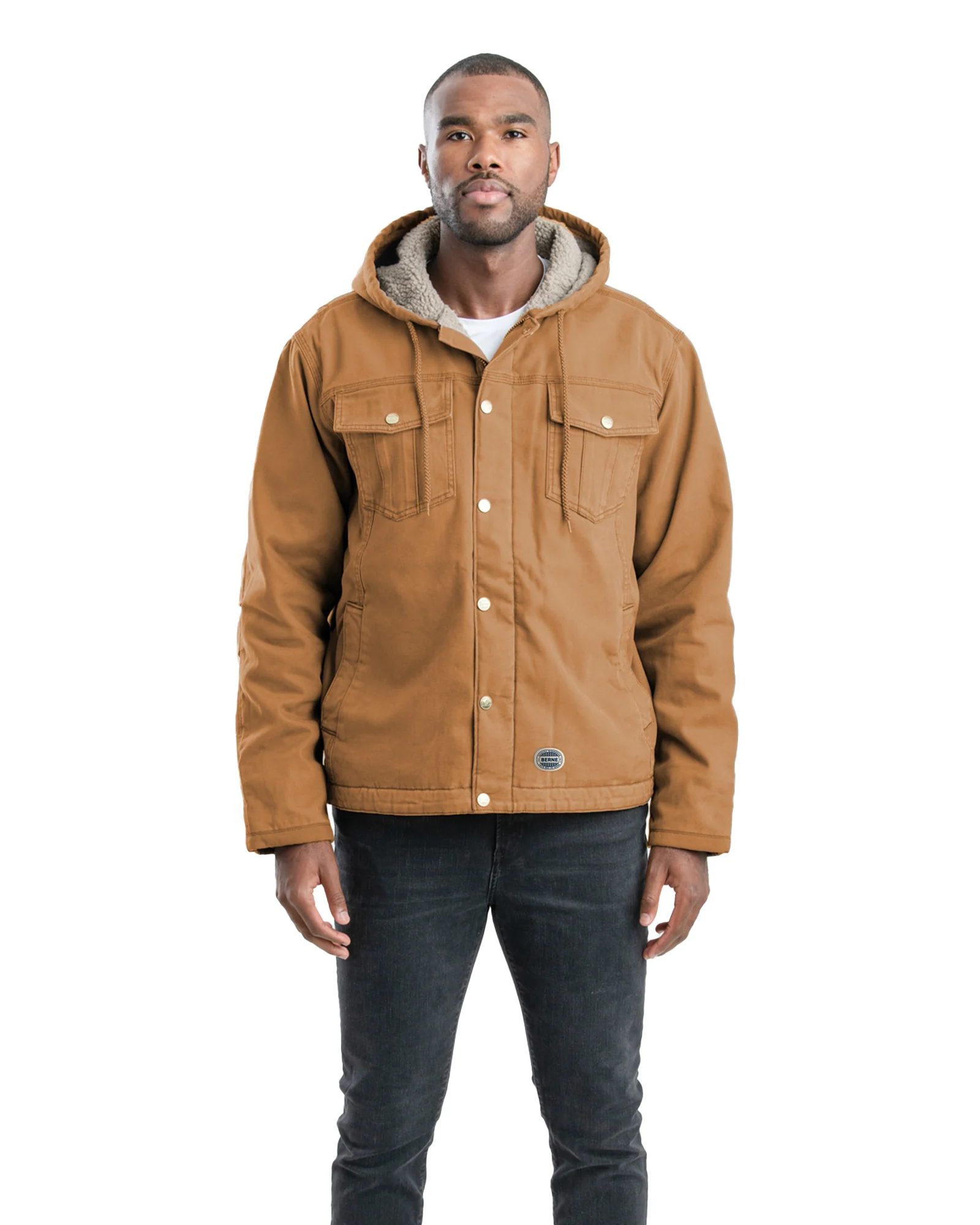 Vintage Washed Sherpa-Lined Hooded Jacket - Image 3