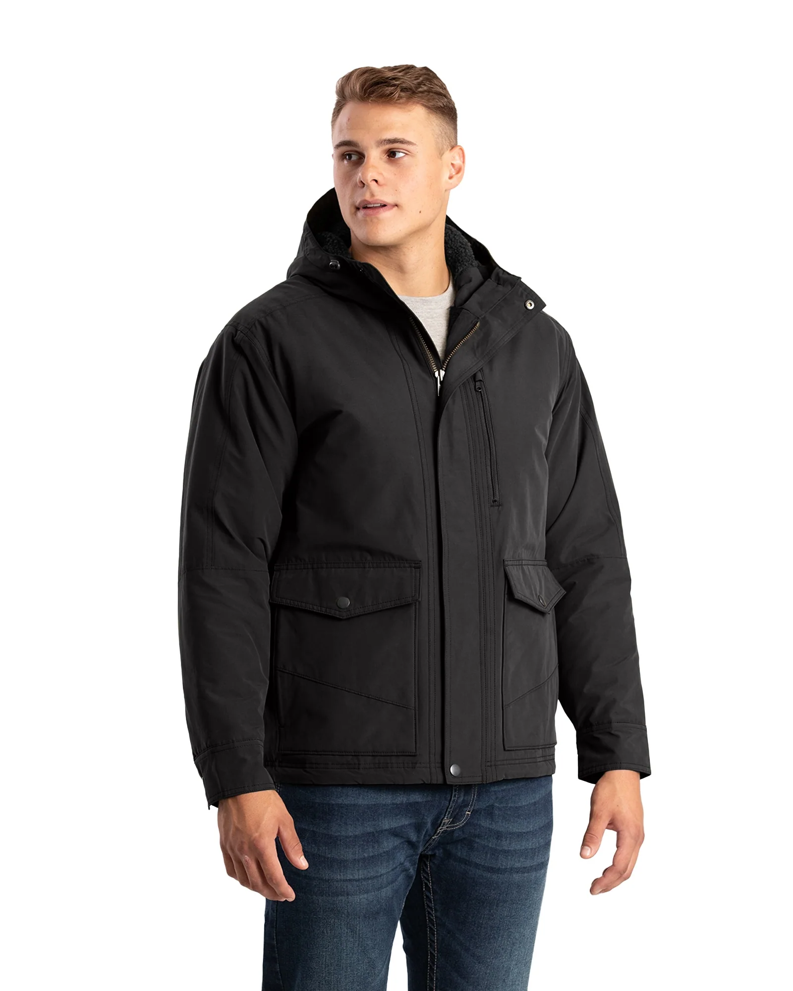 Men's Quilt-Lined Micro-Duck Hooded Work Coat - Image 3