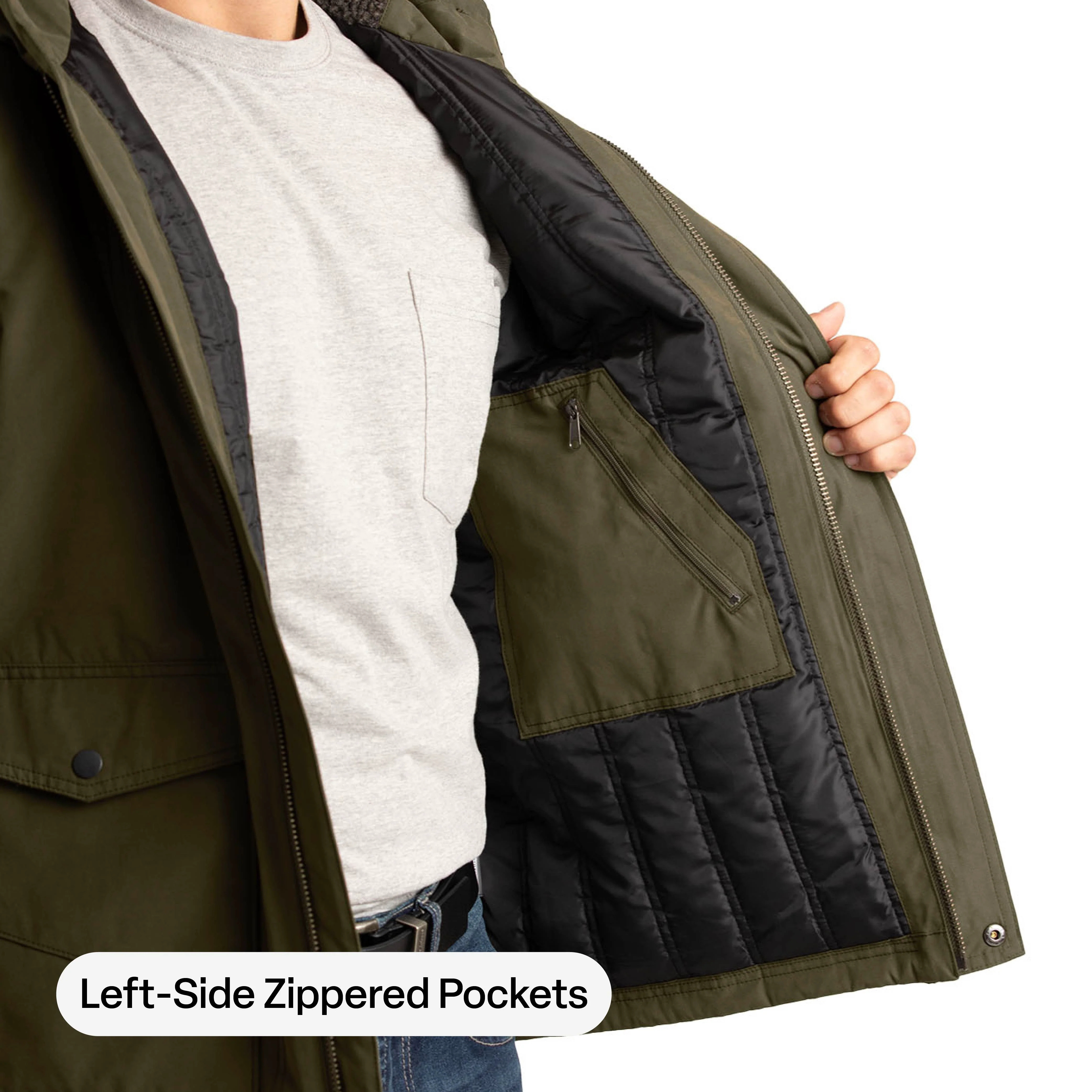 Men's Quilt-Lined Micro-Duck Hooded Work Coat - Image 8
