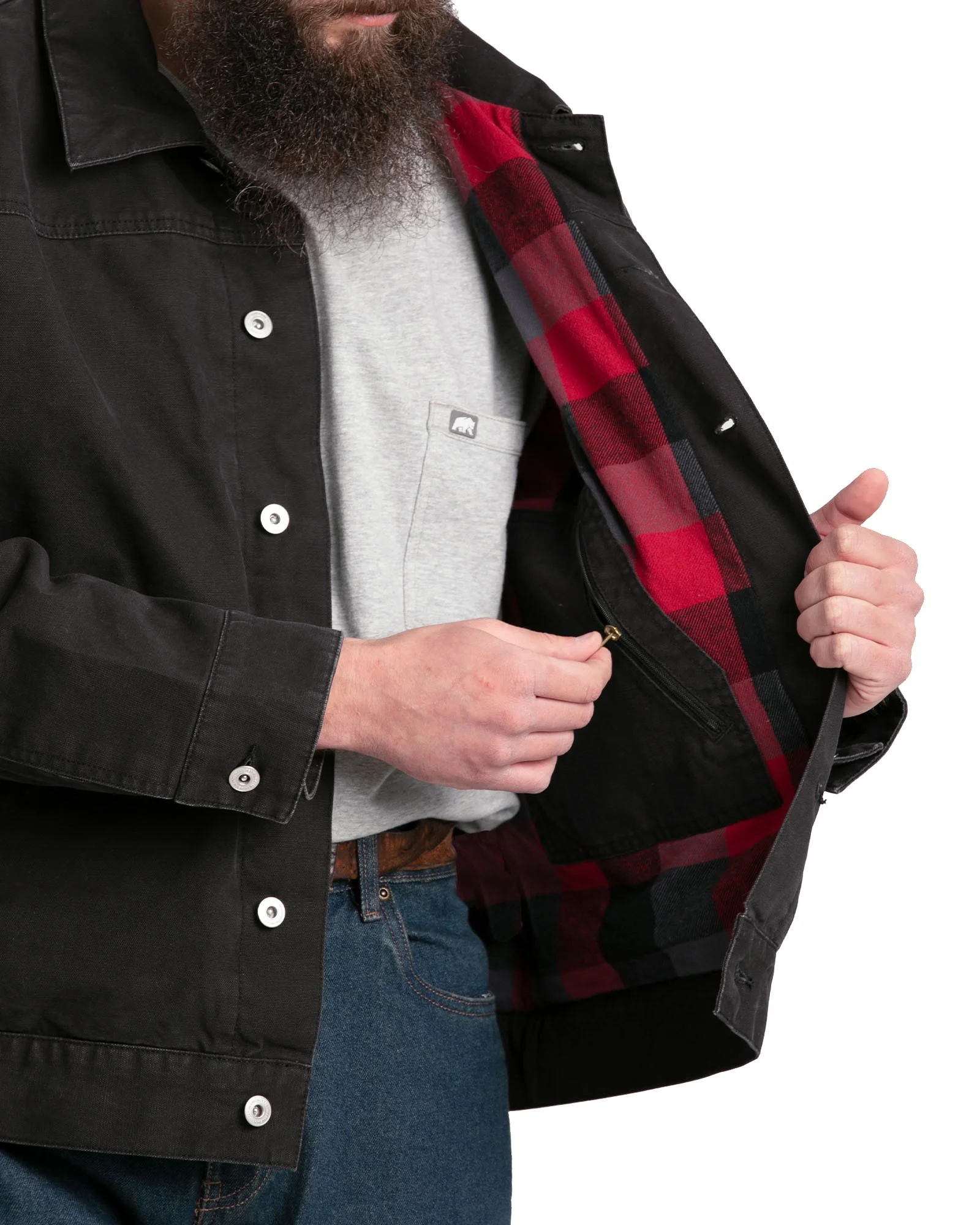 Vintage Washed Flannel-Lined Work Jacket - Image 3