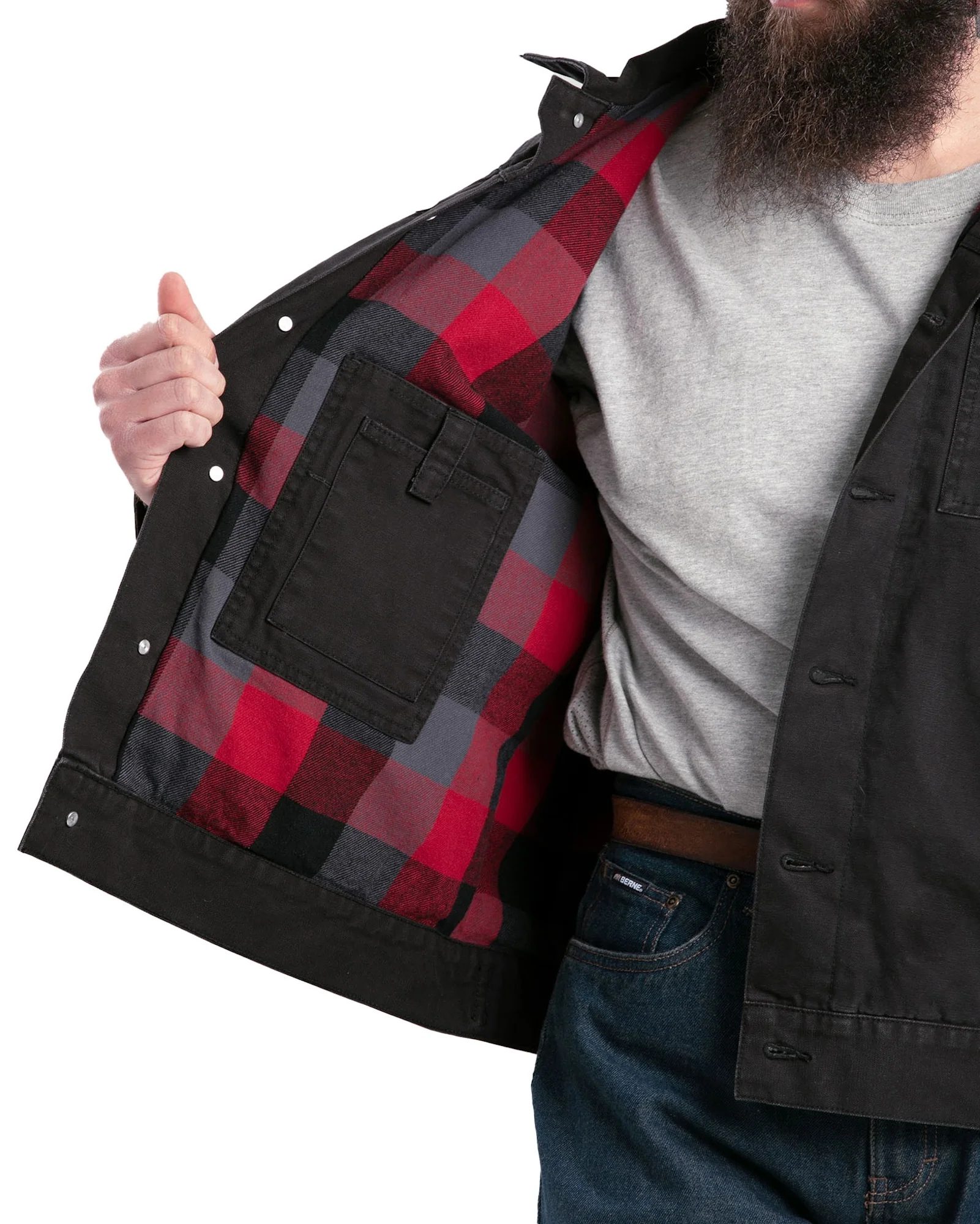 Vintage Washed Flannel-Lined Work Jacket - Image 4