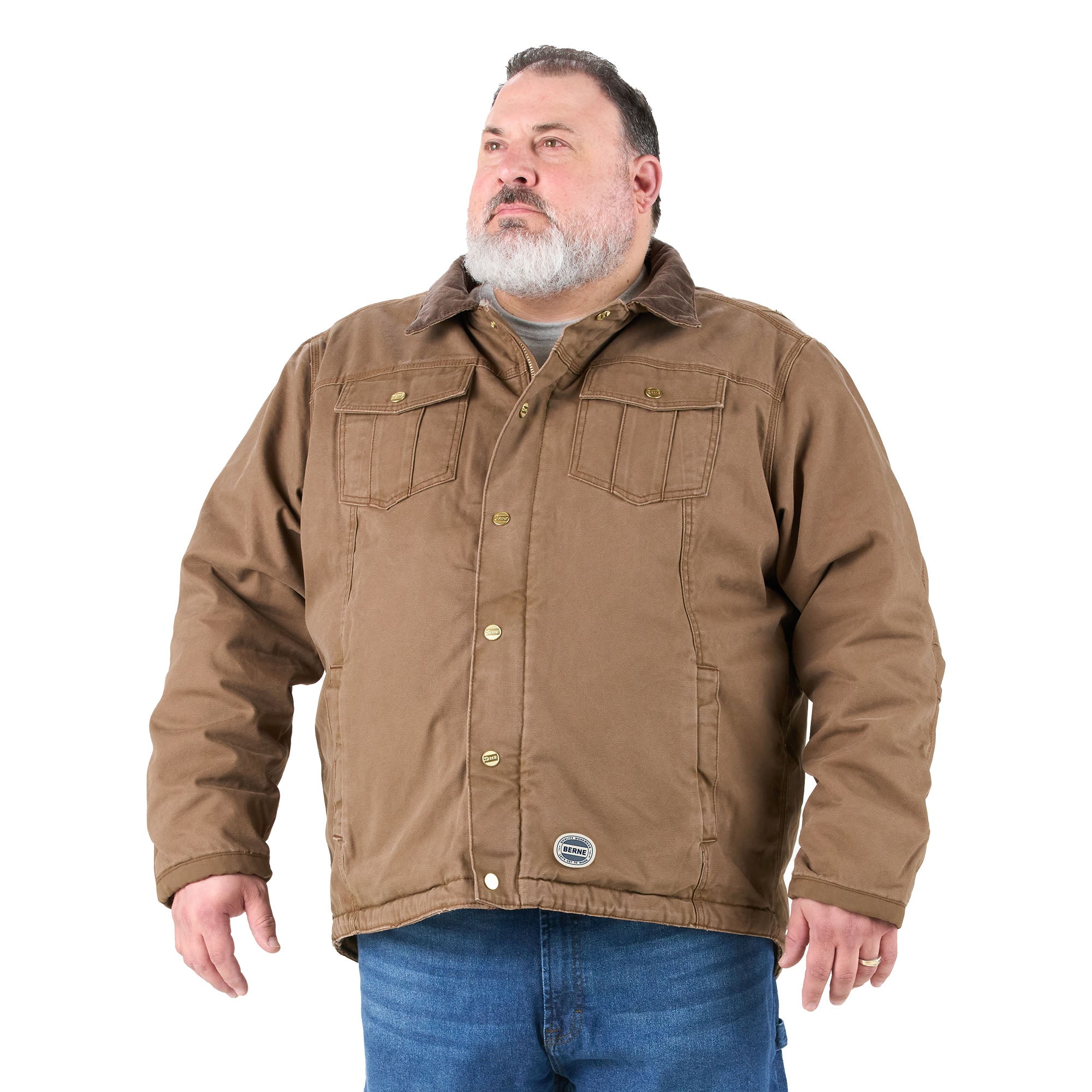 Vintage Washed Sherpa-Lined Work Jacket - Image 3