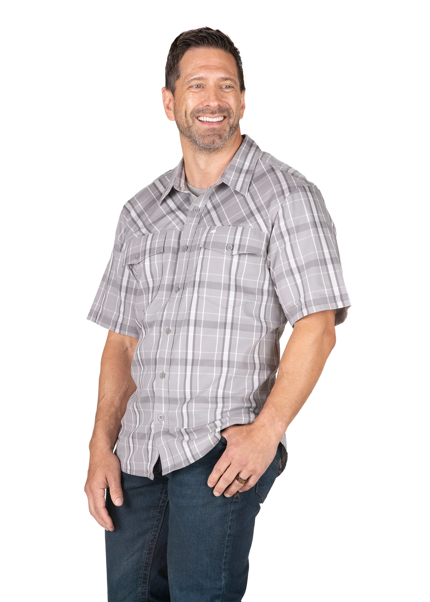 Flex UPF Button Down Plaid Short Sleeve Shirt - Image 10
