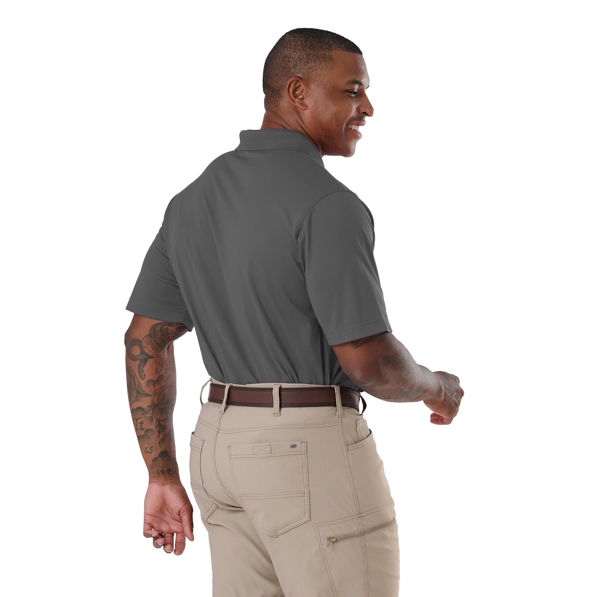 Short Sleeve Ribbed Collar Pocket Polo Shirt - Image 4
