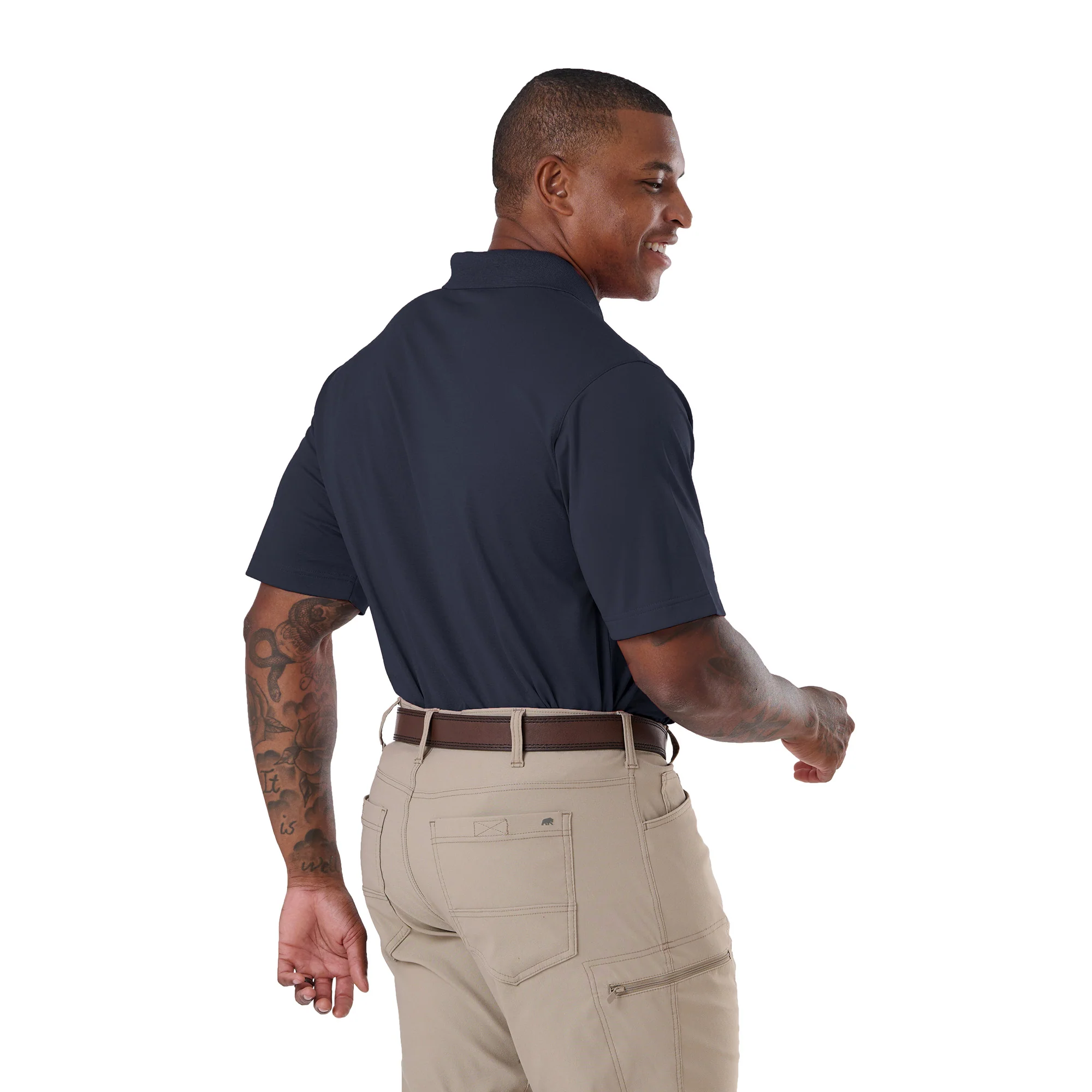 Short Sleeve Ribbed Collar Pocket Polo Shirt - Image 8
