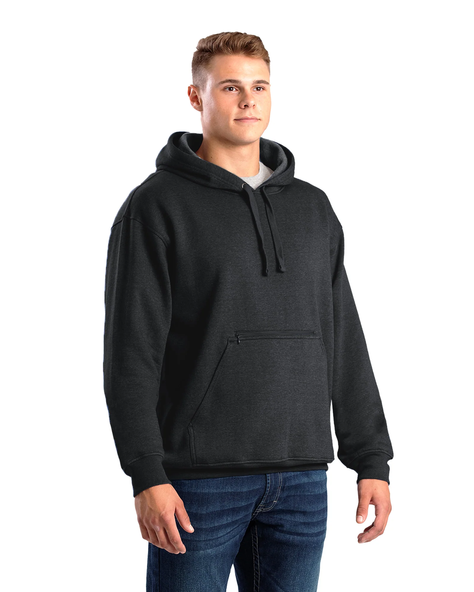 Men's Zippered Pocket Hooded Pullover Sweatshirt - Image 14