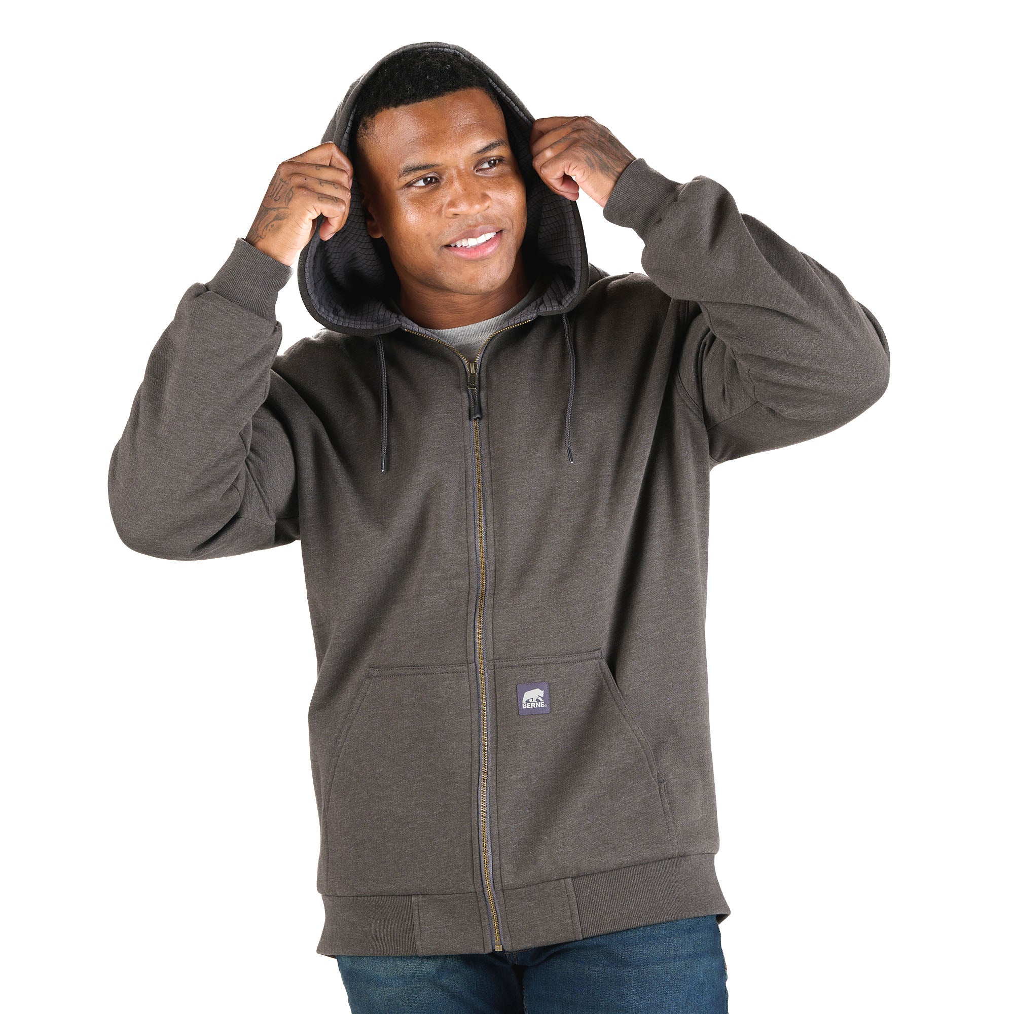 Heritage Grid Fleece-Lined Full-Zip Hooded Sweatshirt - Image 2