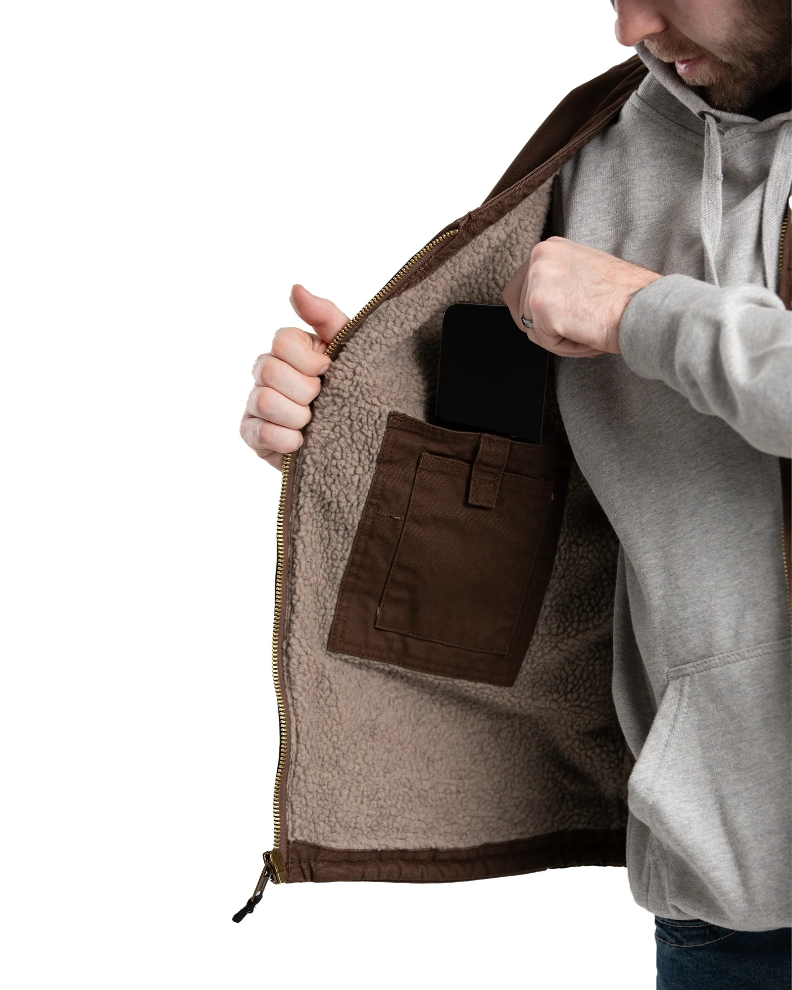 Heartland Sherpa-Lined Washed Duck V-Neck Vest - Image 3