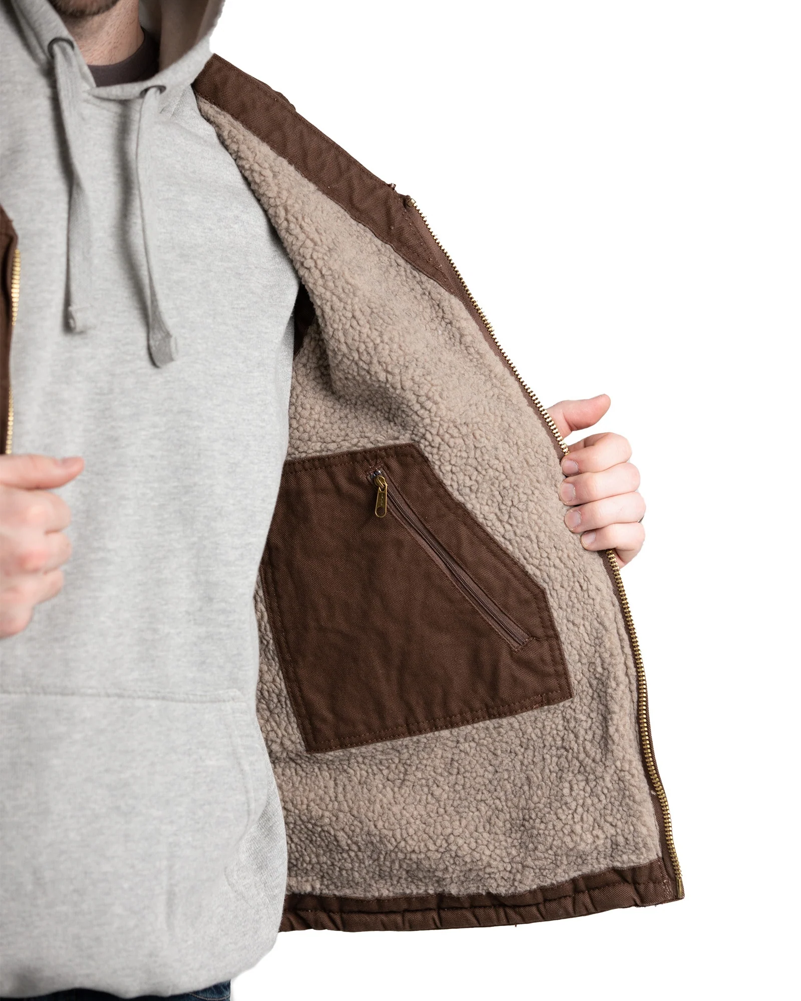 Heartland Sherpa-Lined Washed Duck V-Neck Vest - Image 4