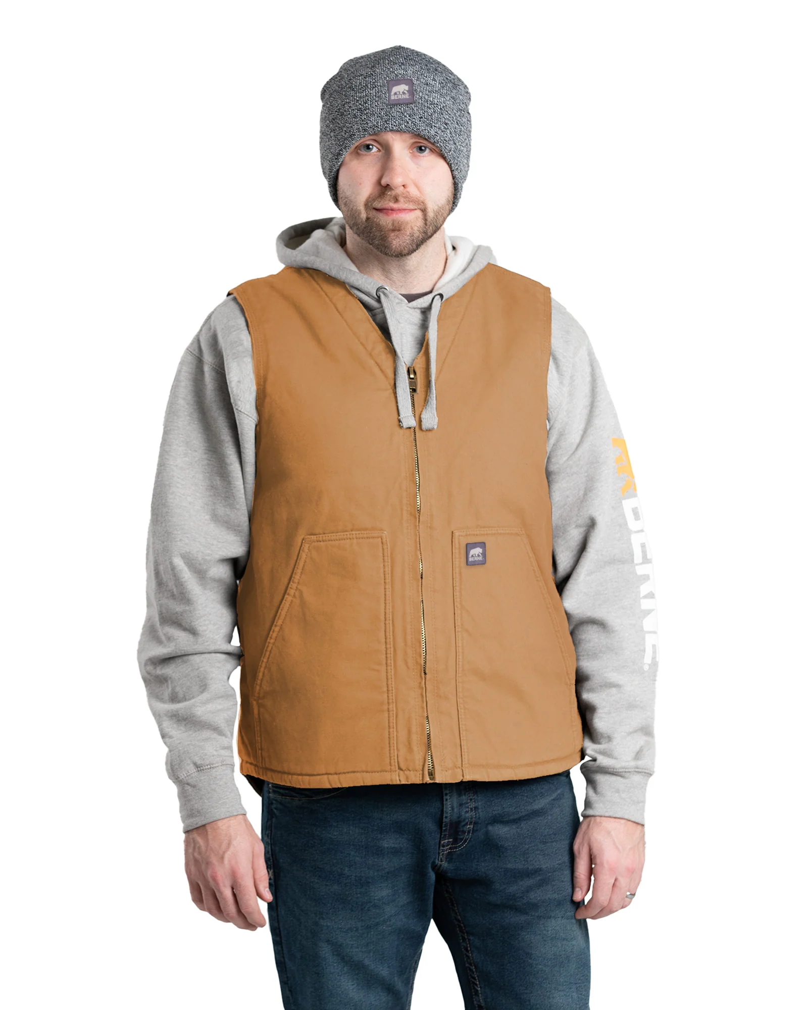 Heartland Sherpa-Lined Washed Duck V-Neck Vest - Image 5