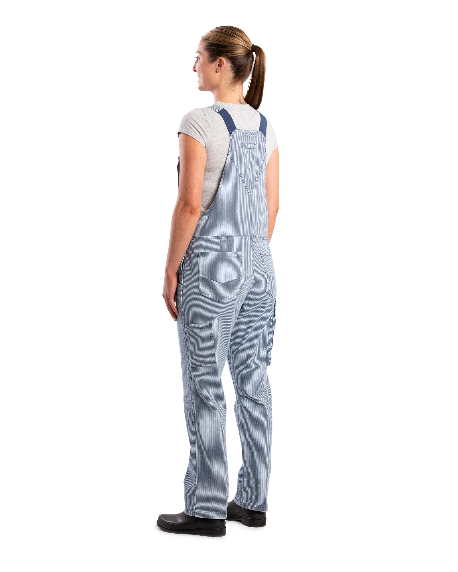 Women's Vintage Washed Flex Hickory Stripe Bib Overall - Image 2