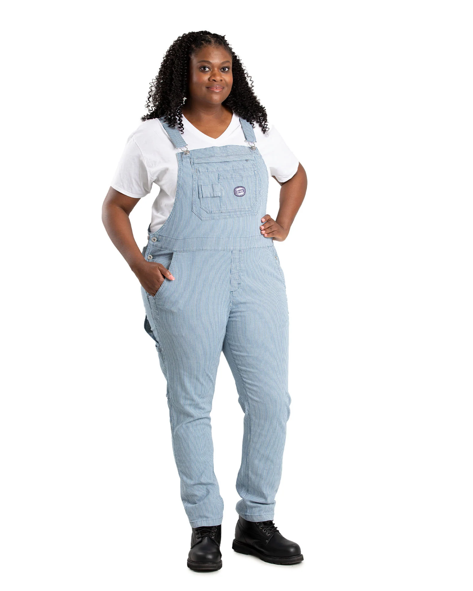 Women's Vintage Washed Flex Hickory Stripe Bib Overall - Image 6