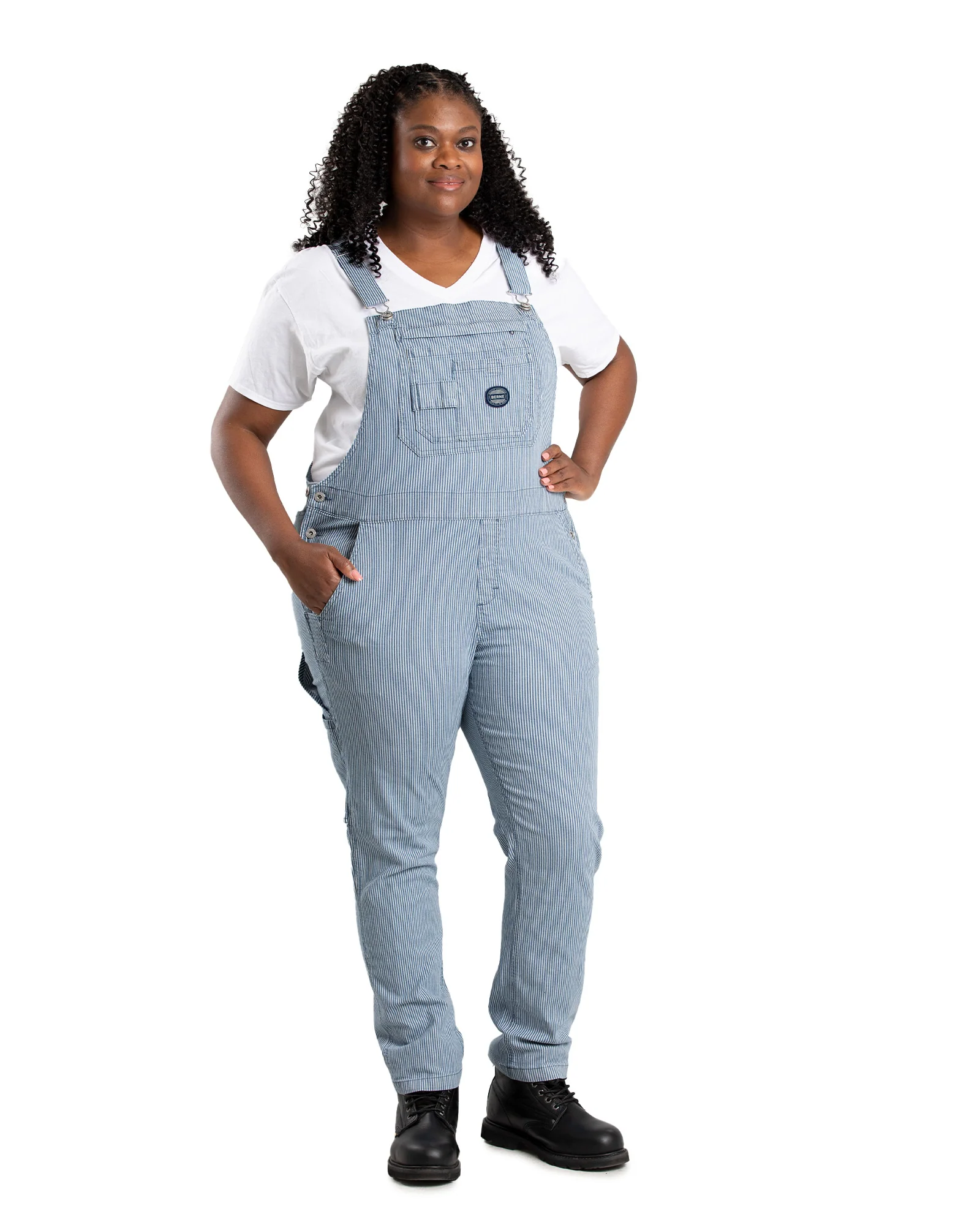 Women's Vintage Washed Flex Hickory Stripe Bib Overall - Image 7