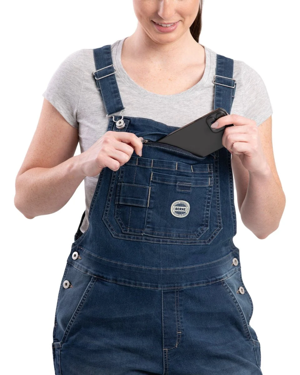 Women's Vintage Washed Flex Denim Bib Overall - Image 6