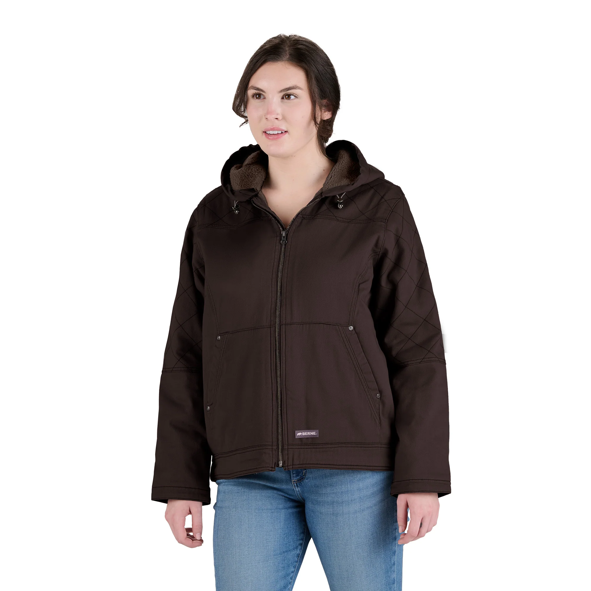Women's Sherpa-Lined Twill Hooded Work Jacket - Image 11