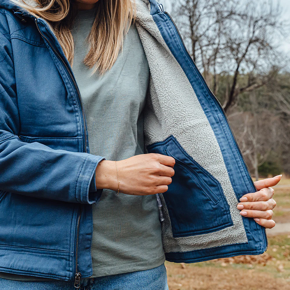 Women's Sherpa-Lined Twill Hooded Work Jacket - Image 7