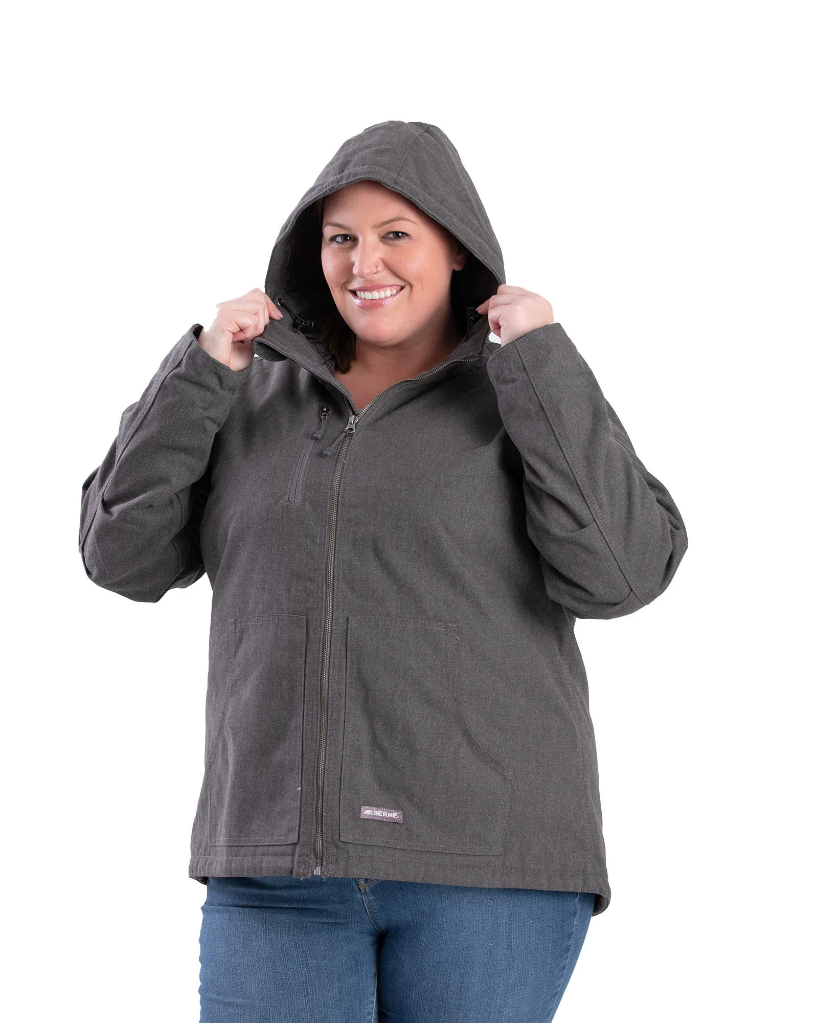 Women's Heathered Duck Hooded Jacket - Image 7
