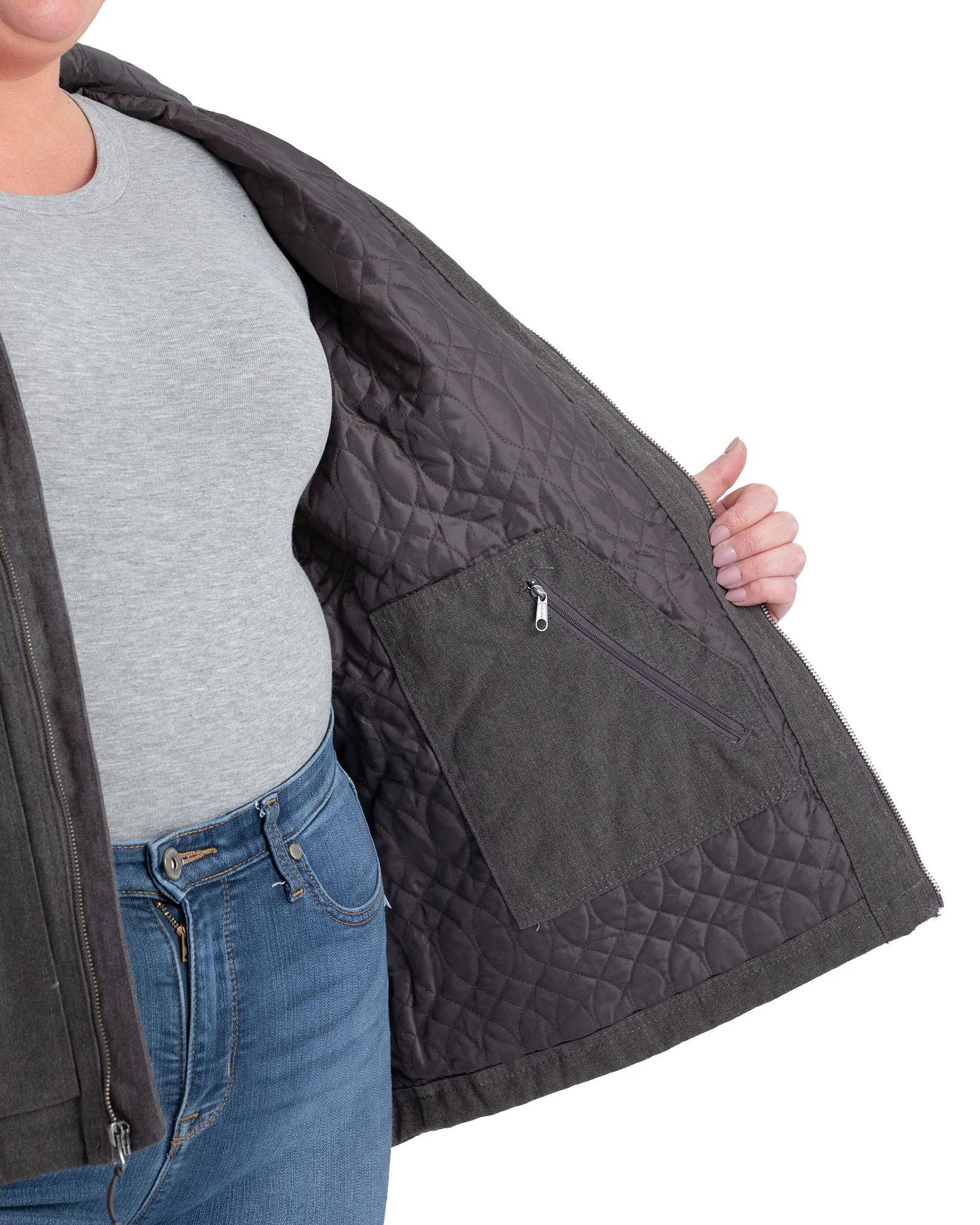 Women's Heathered Duck Hooded Jacket - Image 8