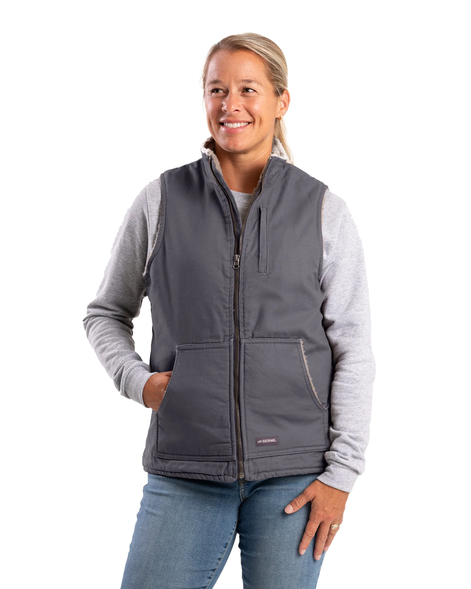 Women's Sherpa-Lined Softstone Duck Vest - Image 10