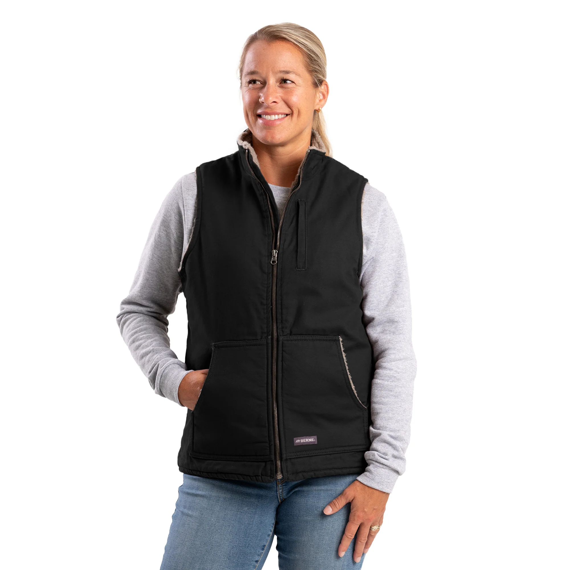 Women's Sherpa-Lined Softstone Duck Vest - Image 12