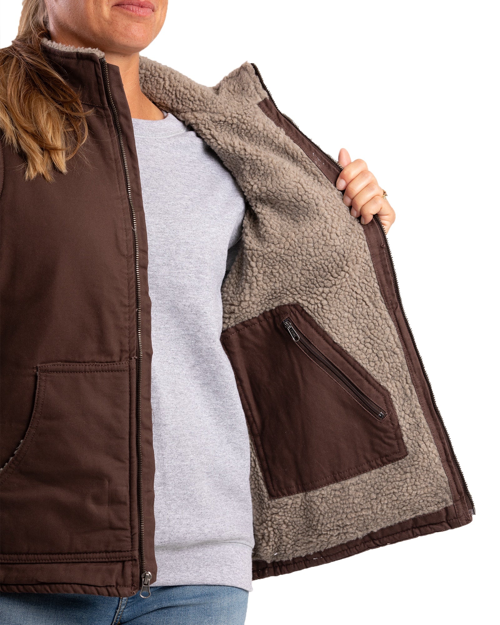 Women's Sherpa-Lined Softstone Duck Vest - Image 3