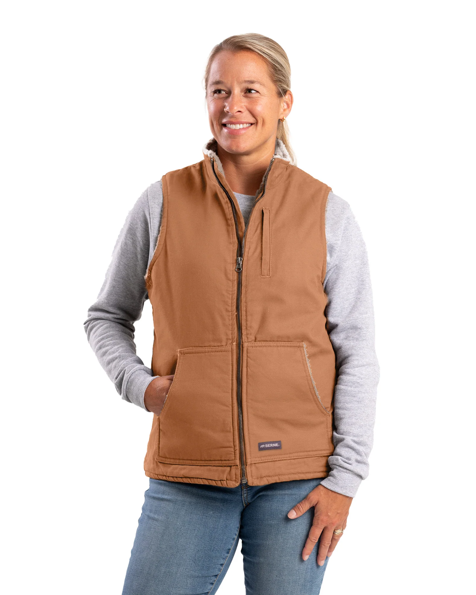 Women's Sherpa-Lined Softstone Duck Vest - Image 6